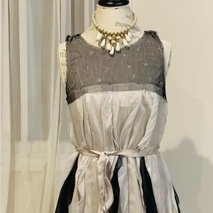Knee-length, Cream and Black Cocktail Dress